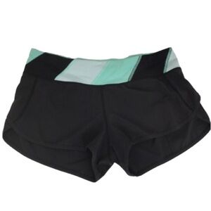 Lululemon Women’s Speed Up Shorts Black Green Size 6 Athletic Running